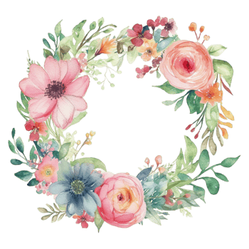 Spring flower wreath watercolor png