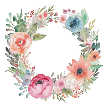 Spring flower wreath watercolor png