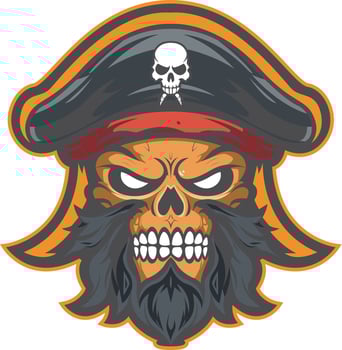 Pirate skull with beard vector