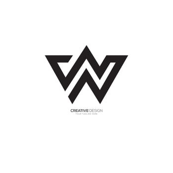 Letter W line art minimal modern unique logo vector
