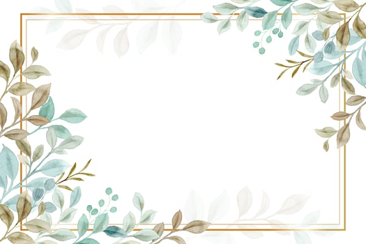 Green leaves frame with watercolor for wedding, birthday, card, background, invitation, wallpaper, sticker, decoration etc. vector
