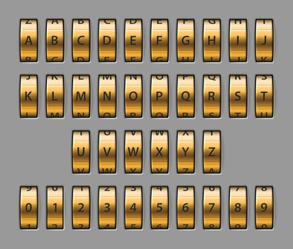 Combination lock font vector