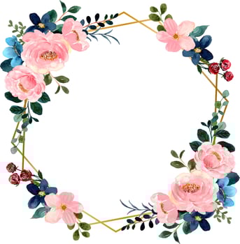 Watercolor pink flower frame for wedding, birthday, card, background, invitation, wallpaper, sticker, decoration etc. vector