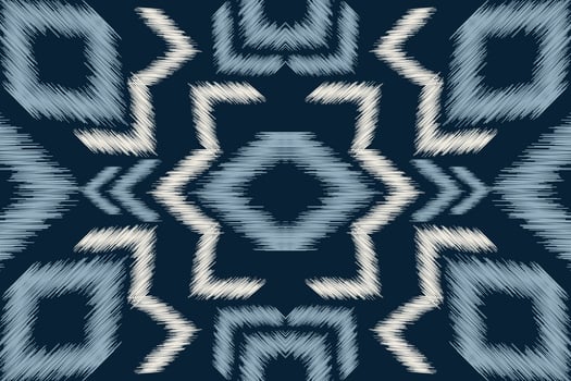 Ethnic Ikat fabric pattern geometric style.African Ikat embroidery Ethnic oriental pattern navy blue background. Abstract,vector,illustration.For texture,clothing,scraf,decoration,carpet,silk. vector