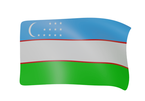 Uzbekistan waving flag 3d png