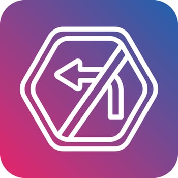 No Left Turn Vector Icon Design