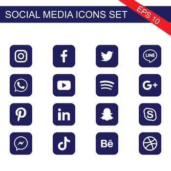 icon, social, media, facebook, logo, vector, instagram, linkedin, twitter, youtube, set, whatsapp, web, telegram, snapchat, pictogram, symbol, app, flat, business, internet, logotype, sign, vimeo, net vector