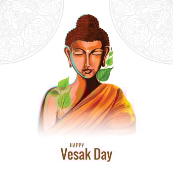 Happy vesak day celebration card background vector