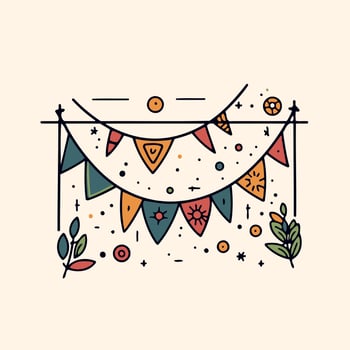 colorful hanging pennants decorations vector