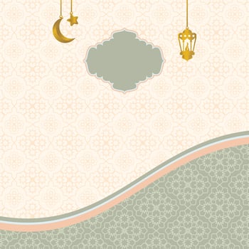 islamic day sale poster template with free space for text. It has mandala ornaments, lanterns, moon and stars. Design for banners, greeting cards, social media and web. vector