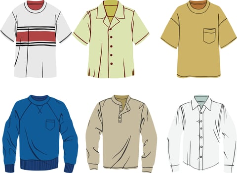 Men's clothes set. Vector illustration of a men's shirt.