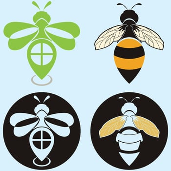 bee logo illustrations design icon vector