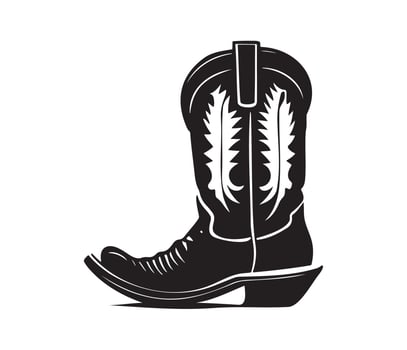 Cowboy boots, Cowgirl boots vector black graphic illustration