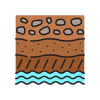 Soil, groundwater level agronomy color line icon vector