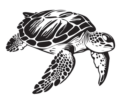 Swimming sea turtle icon sea animal black symbol, underwater animals vector