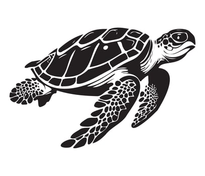 Swimming sea turtle icon sea animal black symbol, underwater animals vector