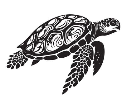 Swimming sea turtle icon sea animal black symbol, underwater animals vector