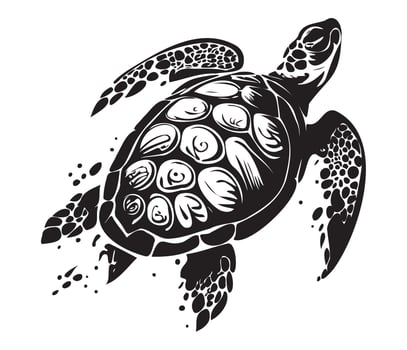 Swimming sea turtle icon sea animal black symbol, underwater animals vector