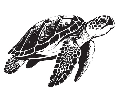 Swimming sea turtle icon sea animal black symbol, underwater animals vector