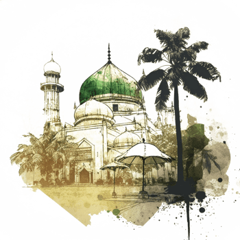 Watercolor painting of a mosque png