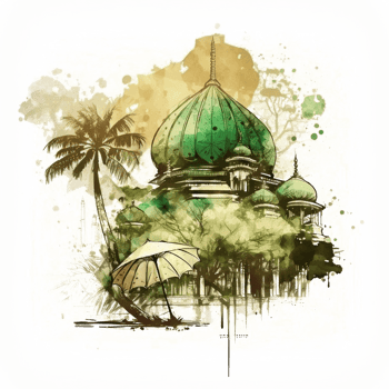 Watercolor painting of a mosque png