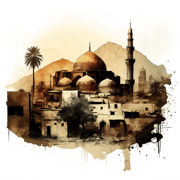 Watercolor painting of a mosque png
