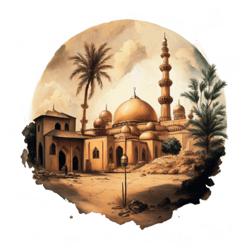 Watercolor painting of a mosque png