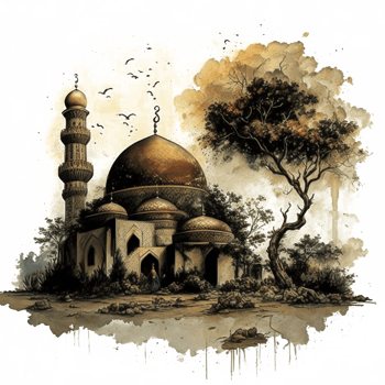 Watercolor painting of a mosque png