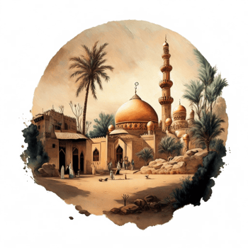 Watercolor painting of a mosque png
