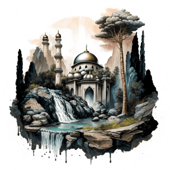 Watercolor painting of a mosque png