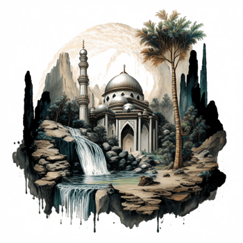 Watercolor painting of a mosque png