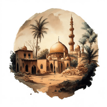 Watercolor painting of a mosque png