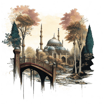 Watercolor painting of a mosque png