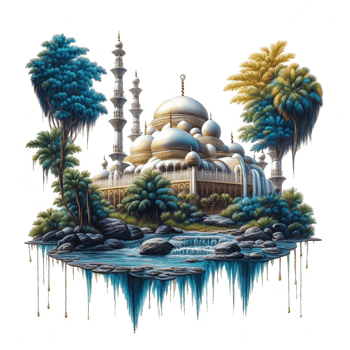Watercolor painting of a mosque png