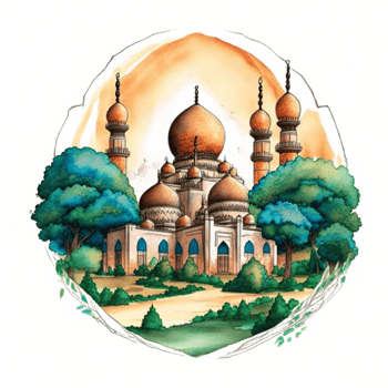 Watercolor painting of a mosque png