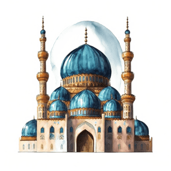 Watercolor painting of a mosque png