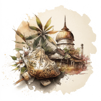 Watercolor painting of a mosque png