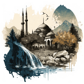 Watercolor painting of a mosque png