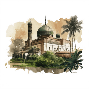 Watercolor painting of a mosque png