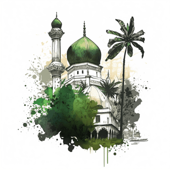Watercolor painting of a mosque png