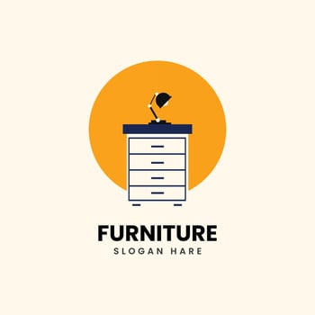 Furniture logo concept with nightstand vector illustration.