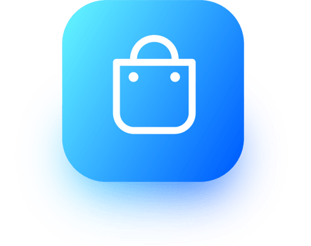 Shoping bag icon in square gradient colors. Shop bag sign for web or commerce apps interface. png