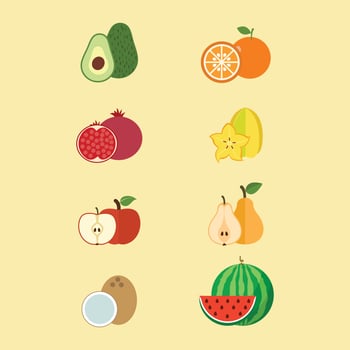 fruit icon collection vector