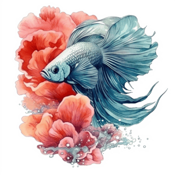 Watercolor painting of betta fish png