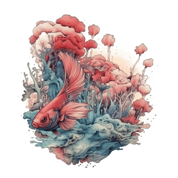 Watercolor painting of betta fish png