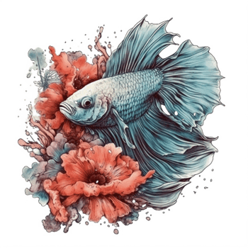 Watercolor painting of betta fish png
