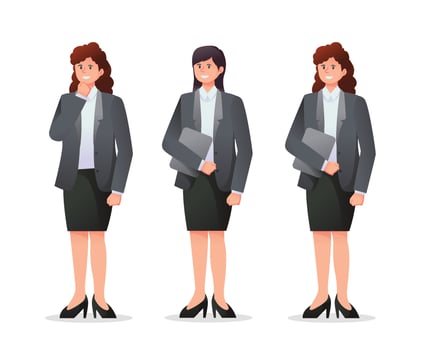 set of woman in suit. business woman illustration vector
