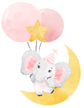 Cute adorable pink baby girl elephant animal watercolor cartoon  illustration png