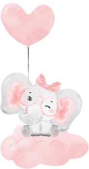 Cute adorable pink baby girl elephant animal watercolor cartoon  illustration png