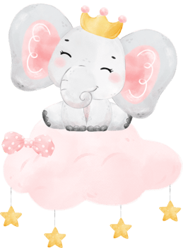 Cute adorable pink baby girl elephant animal watercolor cartoon  illustration png